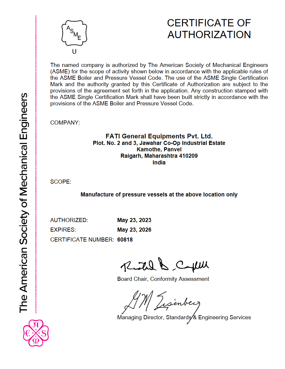 The American Society of Mechanical Engineers