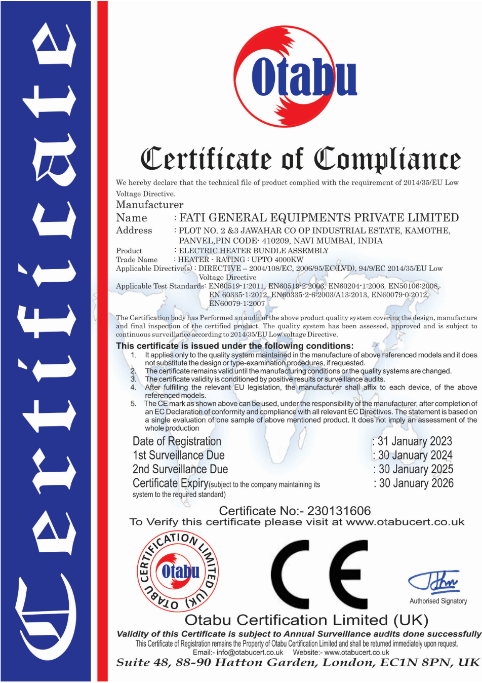 CE CERTIFICATE 2026